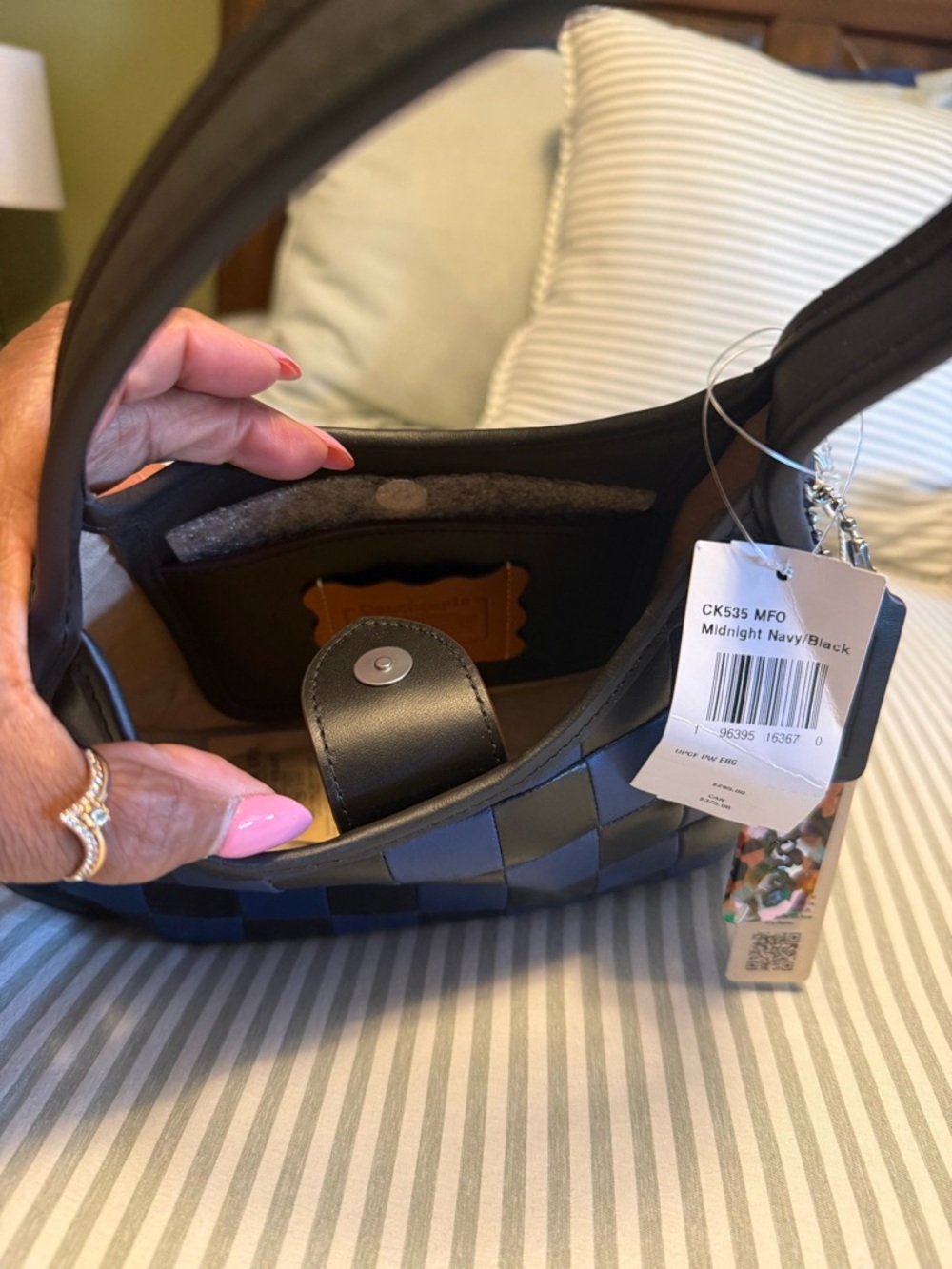 NWT Coachtopia Two-Tone Blue and Black check design handbag - Picture 5 of 6